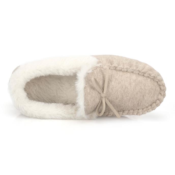 totes toasties® Ladies Velour Moccasin Slippers Taupe Extra Image 5
